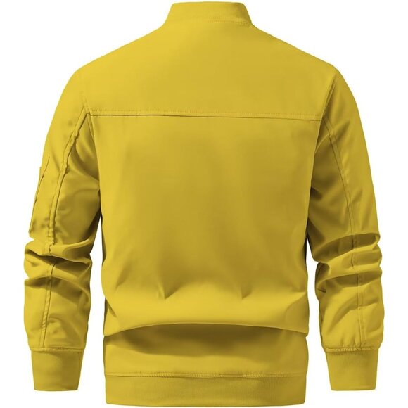 Men's Bomber Jacket Lightweight Casual Windbreaker Spring Fall Zip Up Coat with - Picture 5 of 5